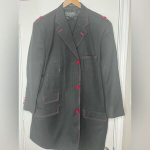 Black and red suit